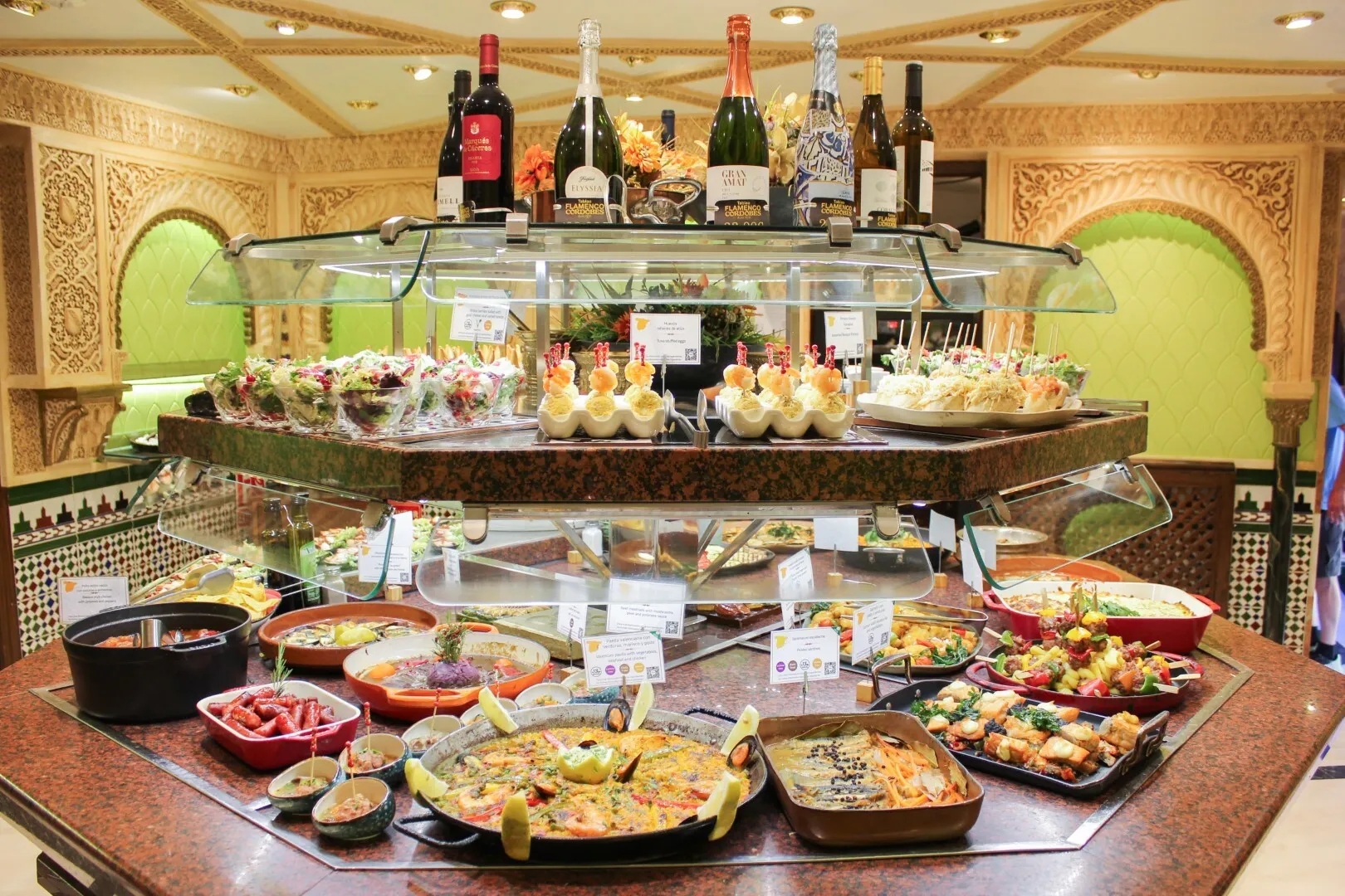 Buffet and wine